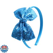 Kiszu Sparkly Sequin Hair Bow Headband for Girls, Kids, and Toddlers - Fashio