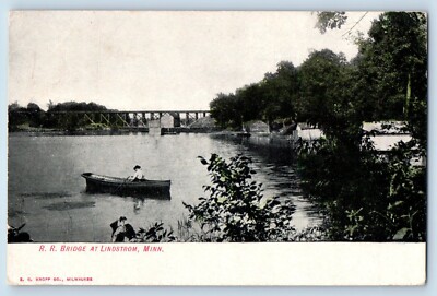Lindstrom Minnesota MN Postcard R.R. Bridge Exterior View c1907 Vintage Antique