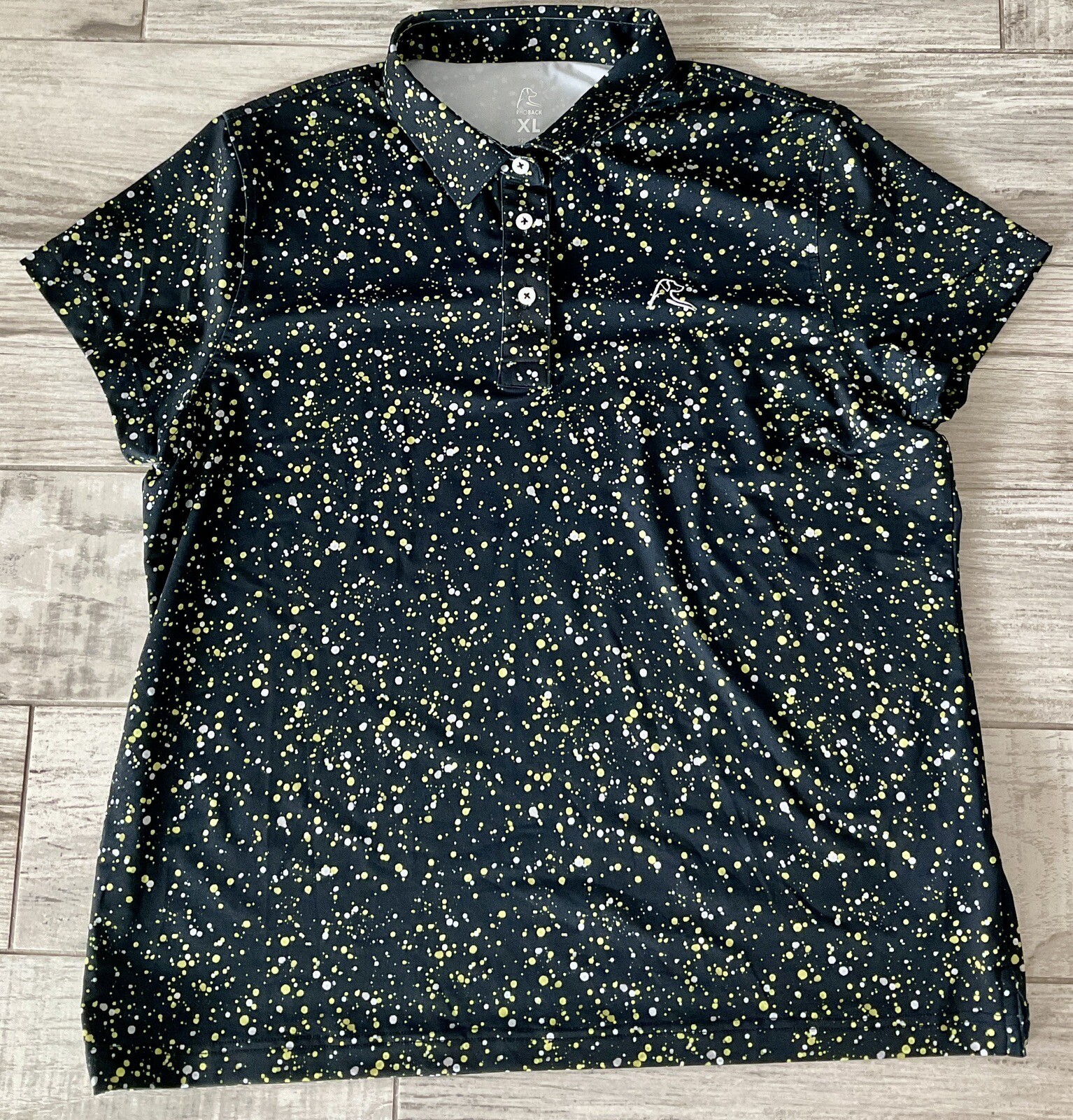 Rhoback Women’s XL Polo Shirt Polka Dot Golf The Drive Change Splatter