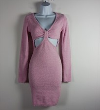 Hera Pink Cut Out Sweater Dress Boucle Bodycon Stretch Size M NWT