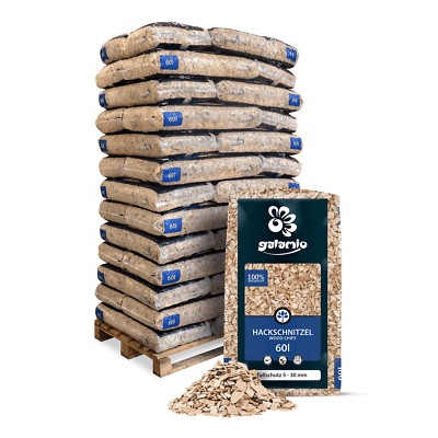 Holzhackschnitzel Fallschutz Natur Dekor Fein 5-30mm 60l x 39 Sack 2340l Palette