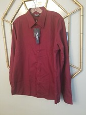 Paul Jones Button Down Dress Shirt Mens Size Large Wine Casual Career NEW W/Tags