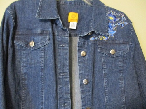 Ruby Rd New With Tags Denim Short Jacket With Fancy Embroidery Sz 16 - Picture 3 of 8