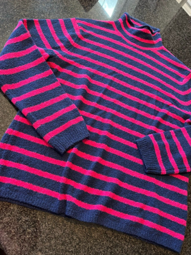 NWT - Ladies J CREW Factory Cozy Rollneck Sweater Pink and Navy Blue