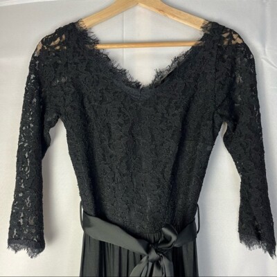 Mango Suit Black Lace Long Sleeve Maxi Formal Fit & Flare Dress XS | eBay