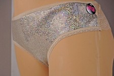 VINTAGE VICTORIA'S SECRET PINK GOLD BLING LACE EXTRA LOW RISE HIPSTER PANTY S M