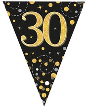30th Birthday Party Bunting Black Gold 30th Birthday Sparking Banner Decoration