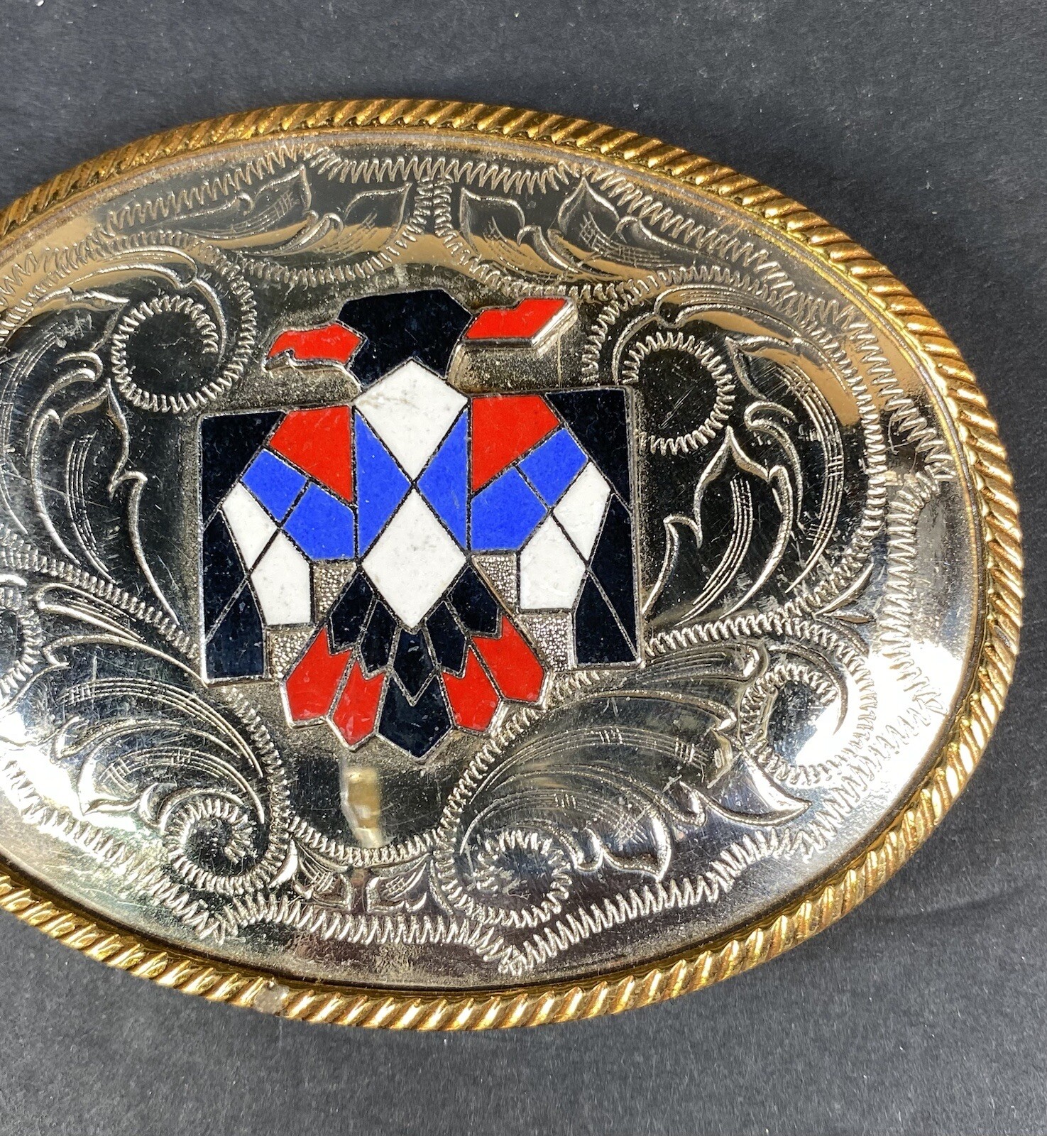 German Silver Double Eagle Head Western Style Bel… - image 5