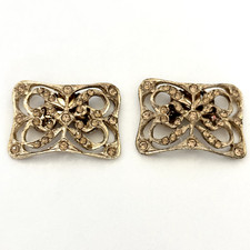 Vintage Musi Signed Gold Tone Champagne Rhinestone Shoe Clips Pair