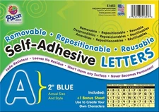 2" Blue Pacon Letters Numbers Punctuation Repositionable Self Adhesive