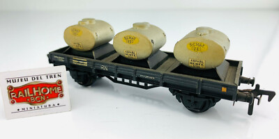 Wagon plat RENFE, type Rs, gris avec 3 containers - EL5180