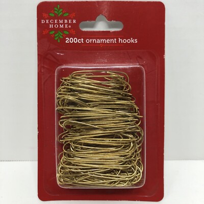 Christmas Tree Ornament Hooks 200-Count 1.5-Inch Brass Finish December Home