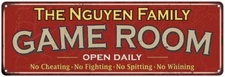 The Nguyen Family Personalized Red Game Room Metal Sign 106180038379