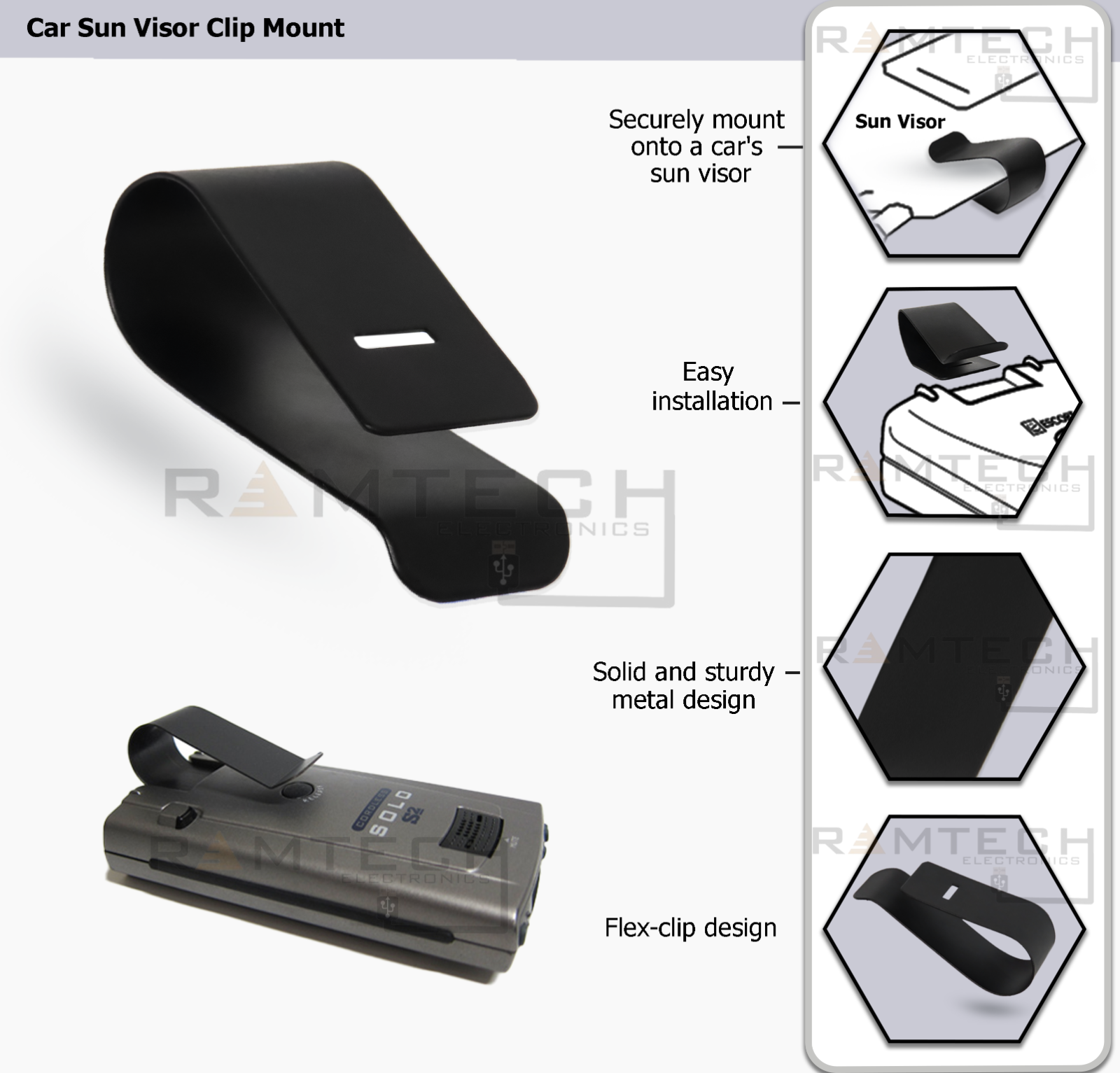 Car Sun Visor Clip Mount for Escort Solo S2 S3 S4 4 5 Radar Laser Detector SVCM 689776125317 eBay