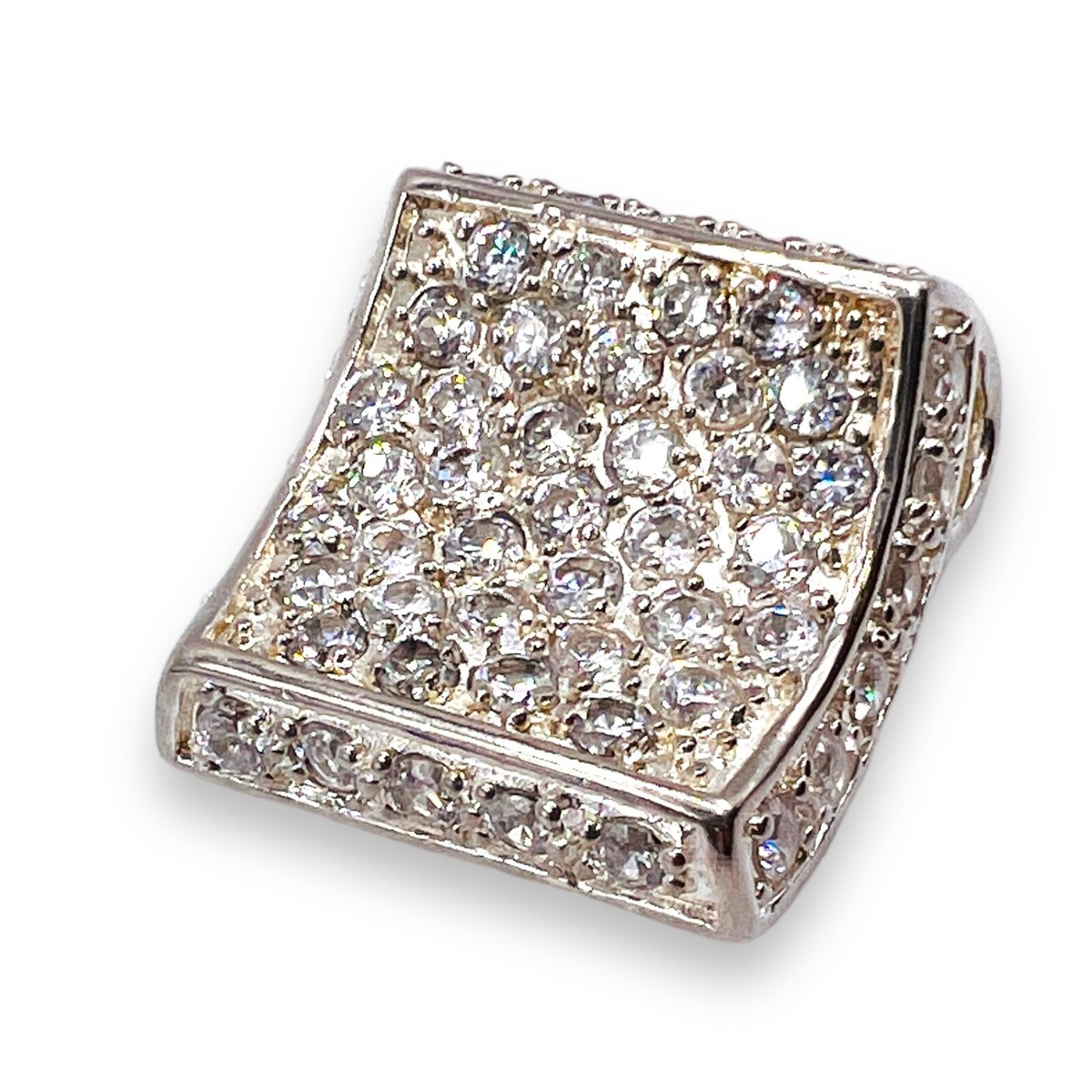 Silver Cluster Cubic Zirconia CZ Pave Slide Pendant Sterling 925