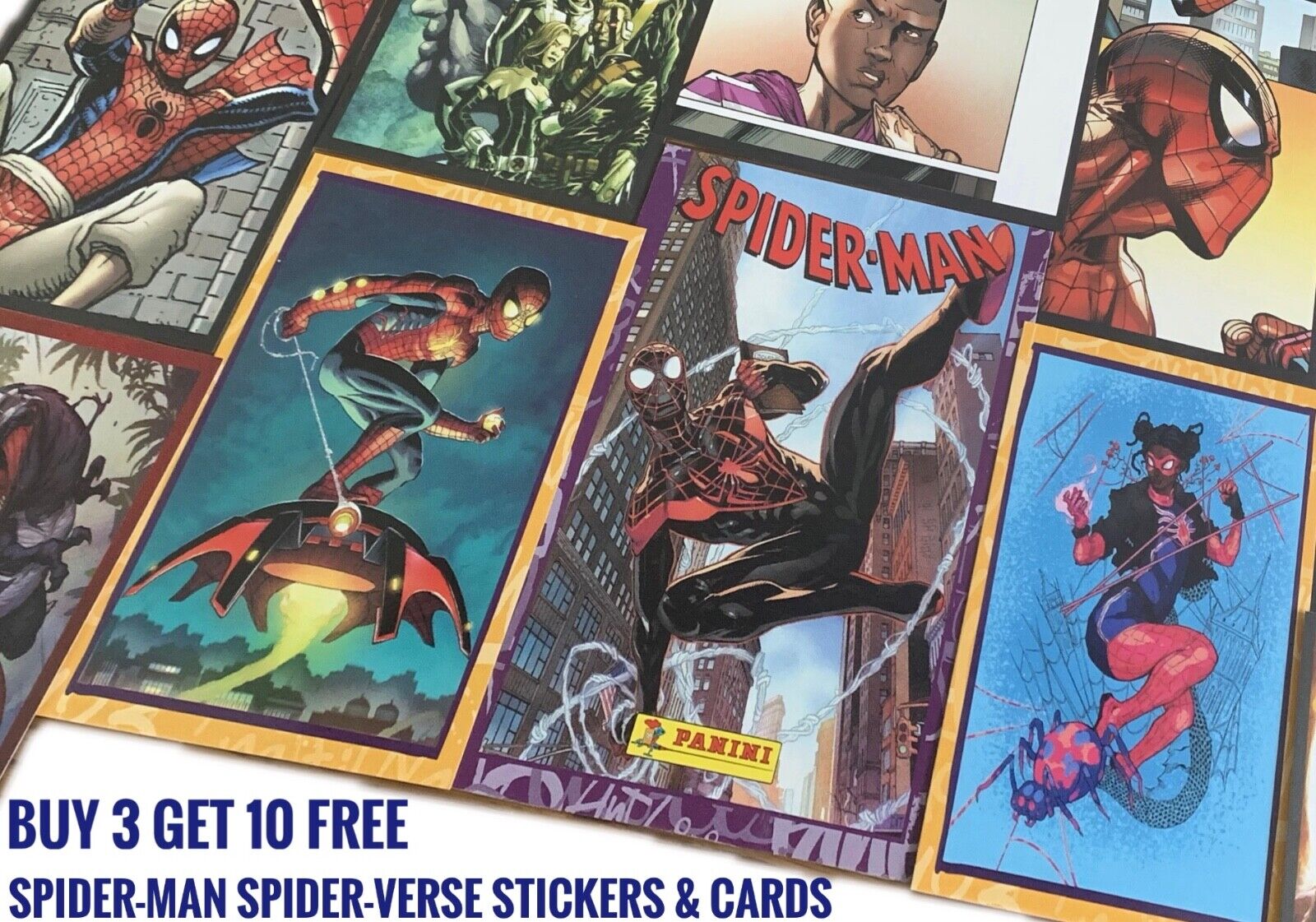 Panini Spider-Man Spider-Verse Stickers #1-F30 & Cards C1-C50, Buy 3 Get 10 Free