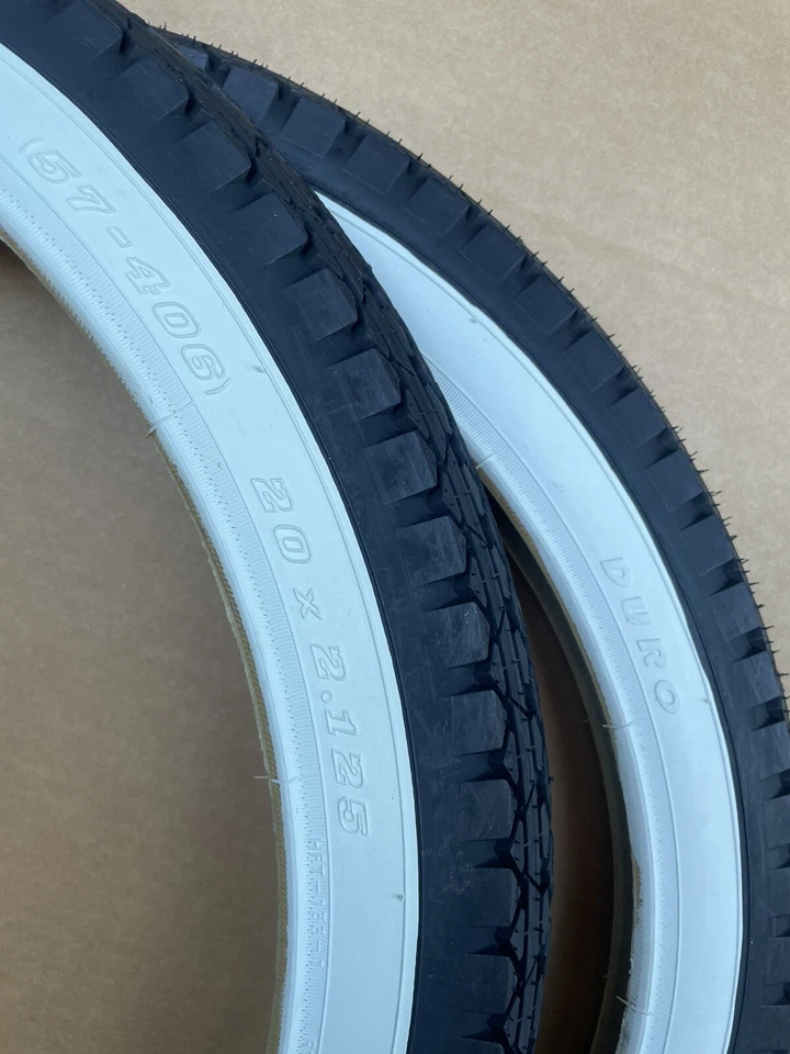 Neumáticos de pared para bicicleta 20" x 2,125 negros/blancos tubos DURO Fat BMX Cruiser Diamond Foto 4 de 4