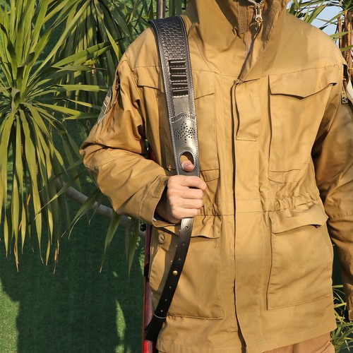 TOURBON Leather Rifle Sling Padded Bullets 30-06 Ammo Carry Strap+Swivels Screws - Picture 3 of 24