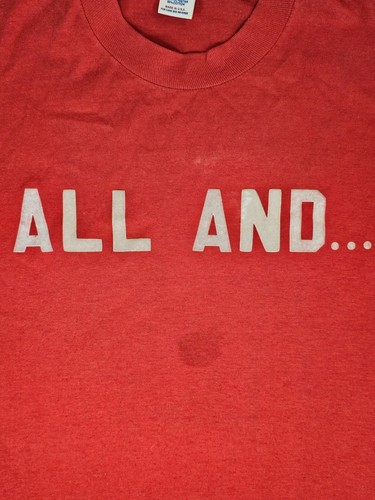 Vtg 80s Russell Jerzees Men's Medium "ALL AND.." Spellout Single Stitch T Shirt - Picture 3 of 6