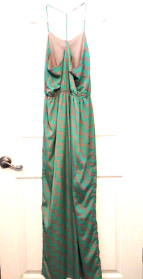 Mint Green Sleeveless Maxi Dress T Back Geo Print Leg Slit Size M Half  Lined | eBay