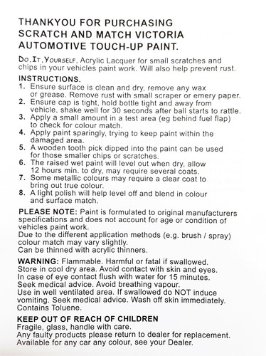 RR BRQA Race Red Touch Up Paint For Ford Falcon Focus Fiesta Mondeo Territory - Picture 3 of 3