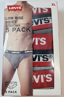 Levi's Low Rise Brief Underwear Microfiber 5 Pack Men's XL Gray/Black
