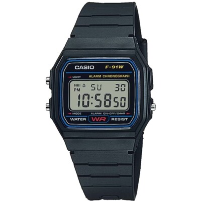Casio F91W-1 Men's Classic Rubber Strap Alarm Chronograph Digital Watch