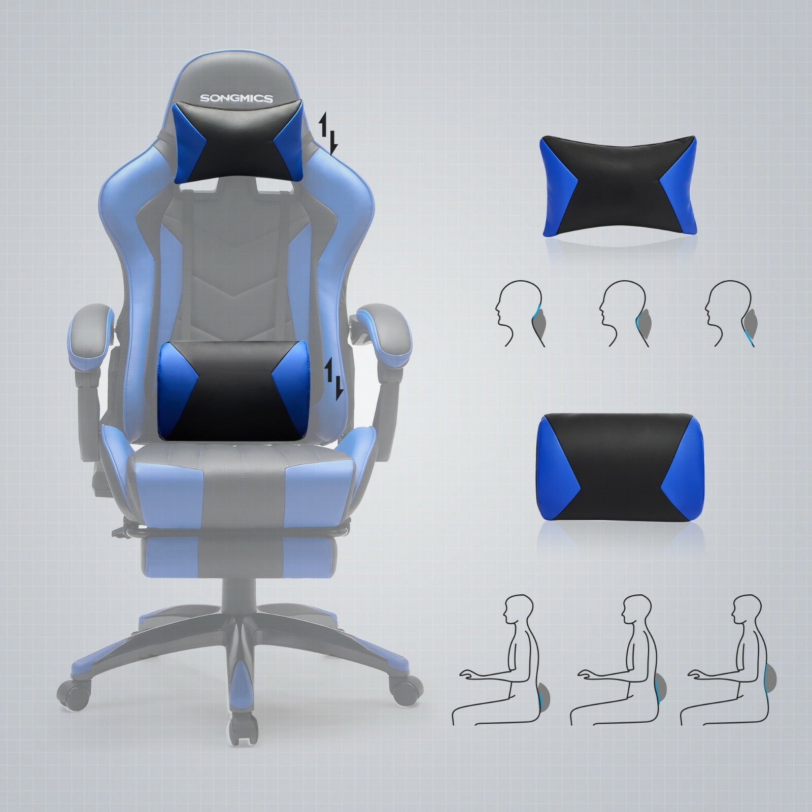 Details zu Gamingstuhl, ergonomischer Bürostuhl, Schreibtischstuhl, mit Fußstütze RCG026B01 Neuer Preis