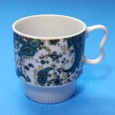 Paisley Japan Vintage Stackable Coffee Mug Cup Green Retro R6150