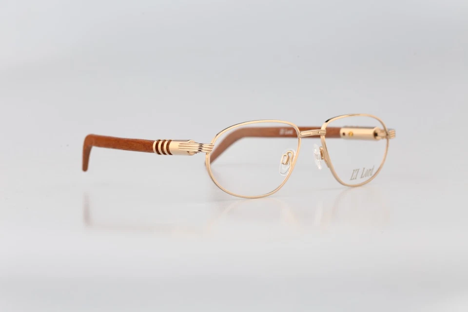 Lord 7013 6, Vintage años 90 oro y madera genuina templos ovalados marcos de gafas Nuevo de Lote Antiguo Foto 4 de 4