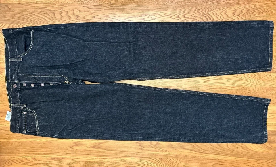 ✰ Pantalones de mezclilla para hombre Levi's 501 botón mosca negros 38Wx38L pierna recta 100 % algodón Foto 3 de 4