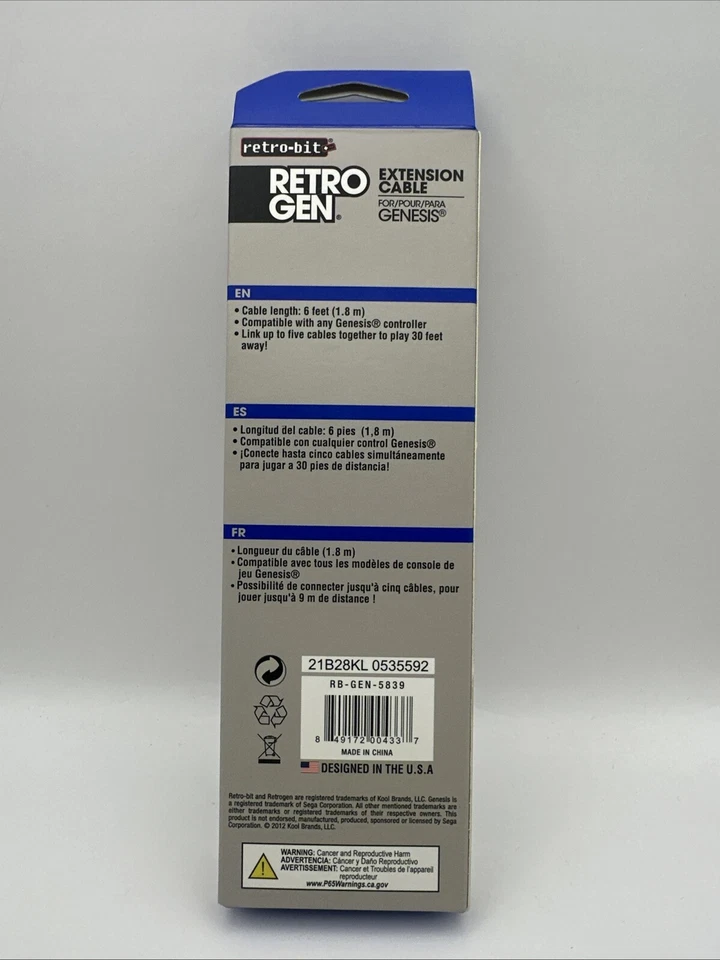 6 Feet Controller extension cable for the Sega Genesis system  (Retro-Bit) New!! - Image 2 of 4