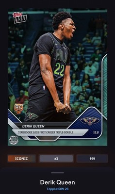 Digital | 2025 Topps Now Aqua #79 Derik Queen Rookie RC /199