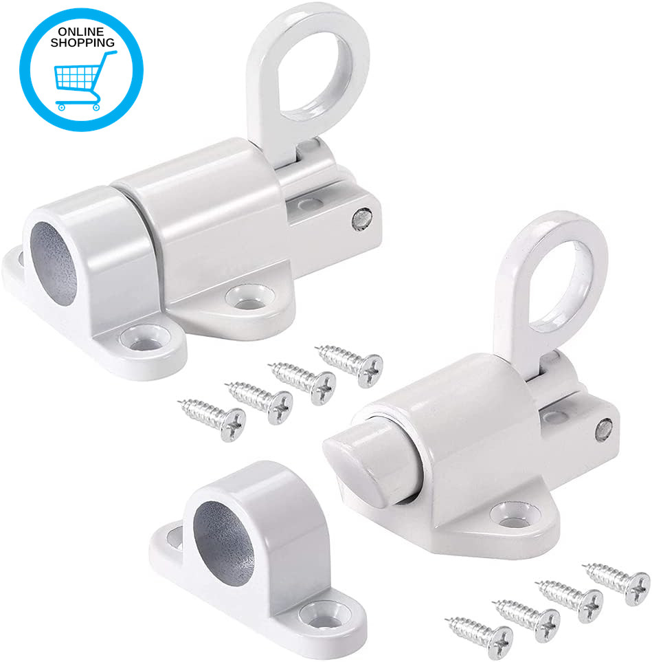 2 Pcs Automatic Spring Latch Lock, Pull Ring Bolt, Suitable for Windows, Wooden