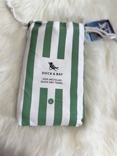 Dock  Bay Quick Dry Recycled Beach Towel, Green/White Striped Rectangle Large