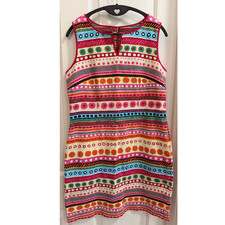 Talbots Women’s Size 10 Textured Geometric Stripe Sheath Dress Cotton Pockets