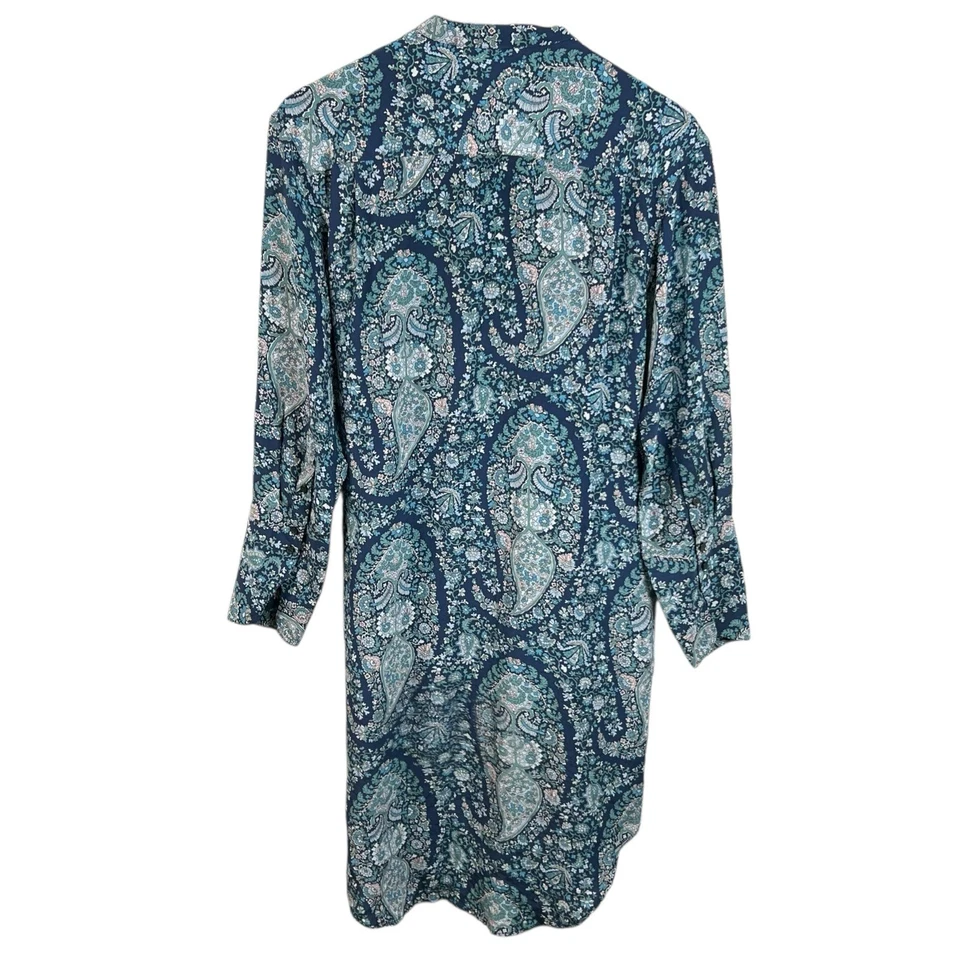 Vestido camisero J.Crew para mujer 8 100 % seda azul cachemira manga larga lazo cintura Foto 2 de 4