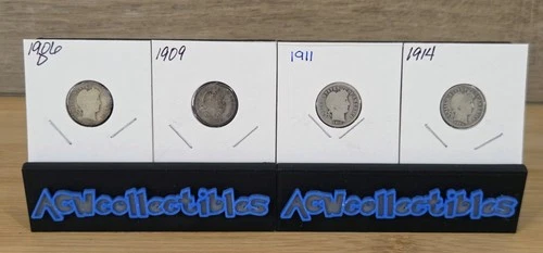 Barber Dimes lot 4 Count. 1906D, 1909 1911 and 1914.