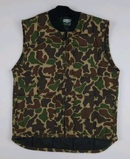 Vintage Saf T Bak Duck Camouflage Insulated Vest Camo Outdoors USA Made Utility 