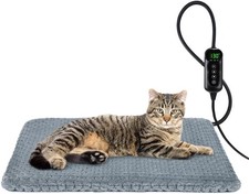 Heated Cat Bed, Adjustable Temperature Dog Cat Heating Pad with Timer, 18" x 16"