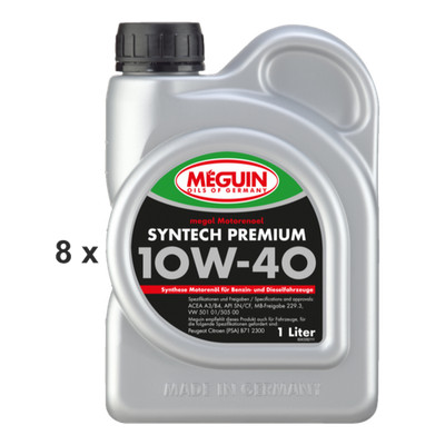 Meguin Motorenoel Syntech Premium SAE 10W-40 8x 1 Liter Flasche / 8 Liter