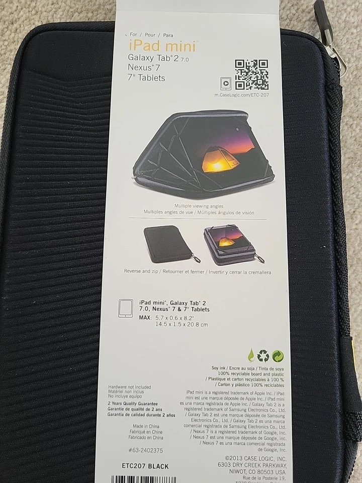 Case Logic 7" Case - iPad Mini, Galaxy Tab 2, Nexus 7 Case New With Tags - Image 3 of 3