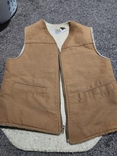 Vintage Carhartt Vest Mens Size Large Tan Sherpa Lined Duck Canvas Workwear