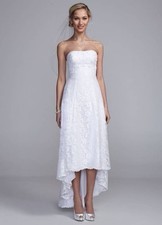 David’s Bridal Strapless High Low All Over Lace Gown STYLE# ECX9698 NWT Size 6