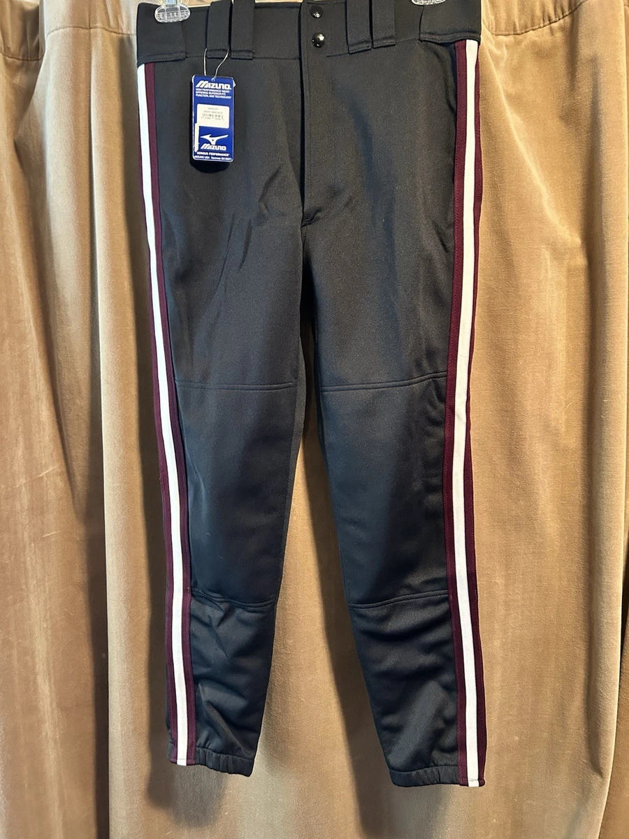 MIZUNO Serious Performance BASEBALLHOSE Herren Medium schwarz mit weinroten/weißen Streifen