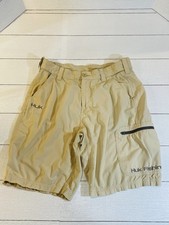 Huk Shorts Mens M Khaki Next Level 10" Inseam Cargo Pockets Fishing Performance