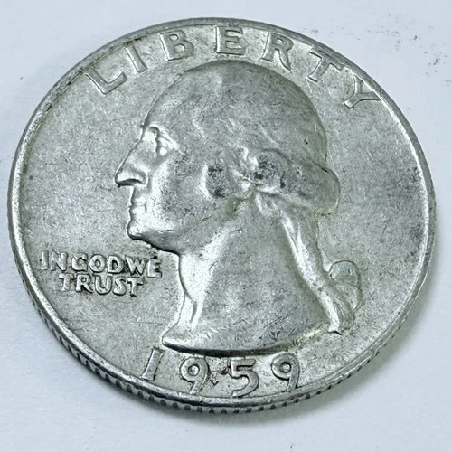 1959 D Washington Quarter 90% Silver Circulated Coin Free Shipping #7639