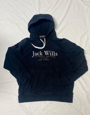 Jack Wills Black Logo Hoodie Sweatshirt Embroidered Size Large