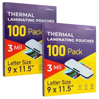 200 Pack 3 Mil 9 x 11.5'' Letter Size Thermal Laminating Laminator Pouches Sheets