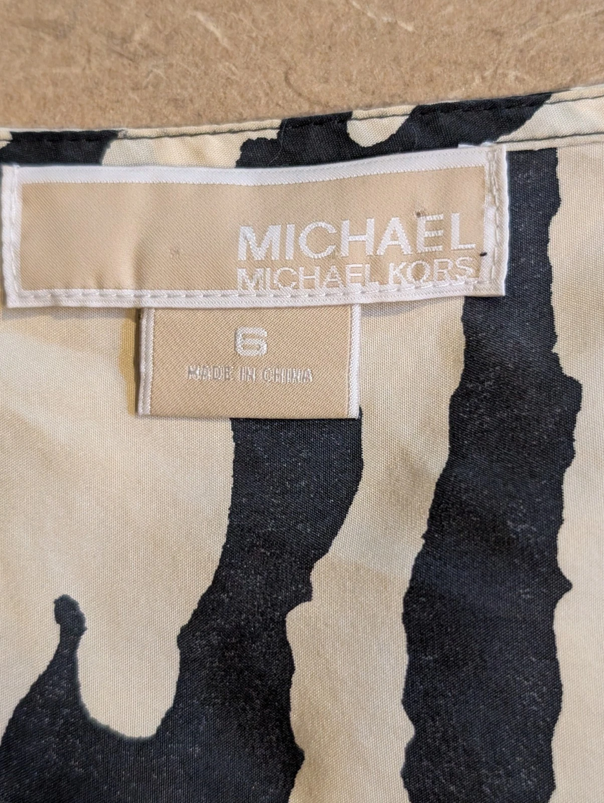 Abito smanicato Michael Kors stampa zebrata nero bianco seta donna 6